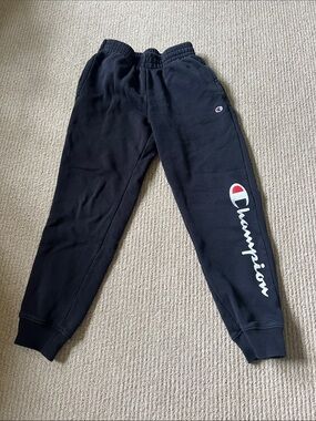 Champion Black Jogger Sweatpants with White & Red Logo